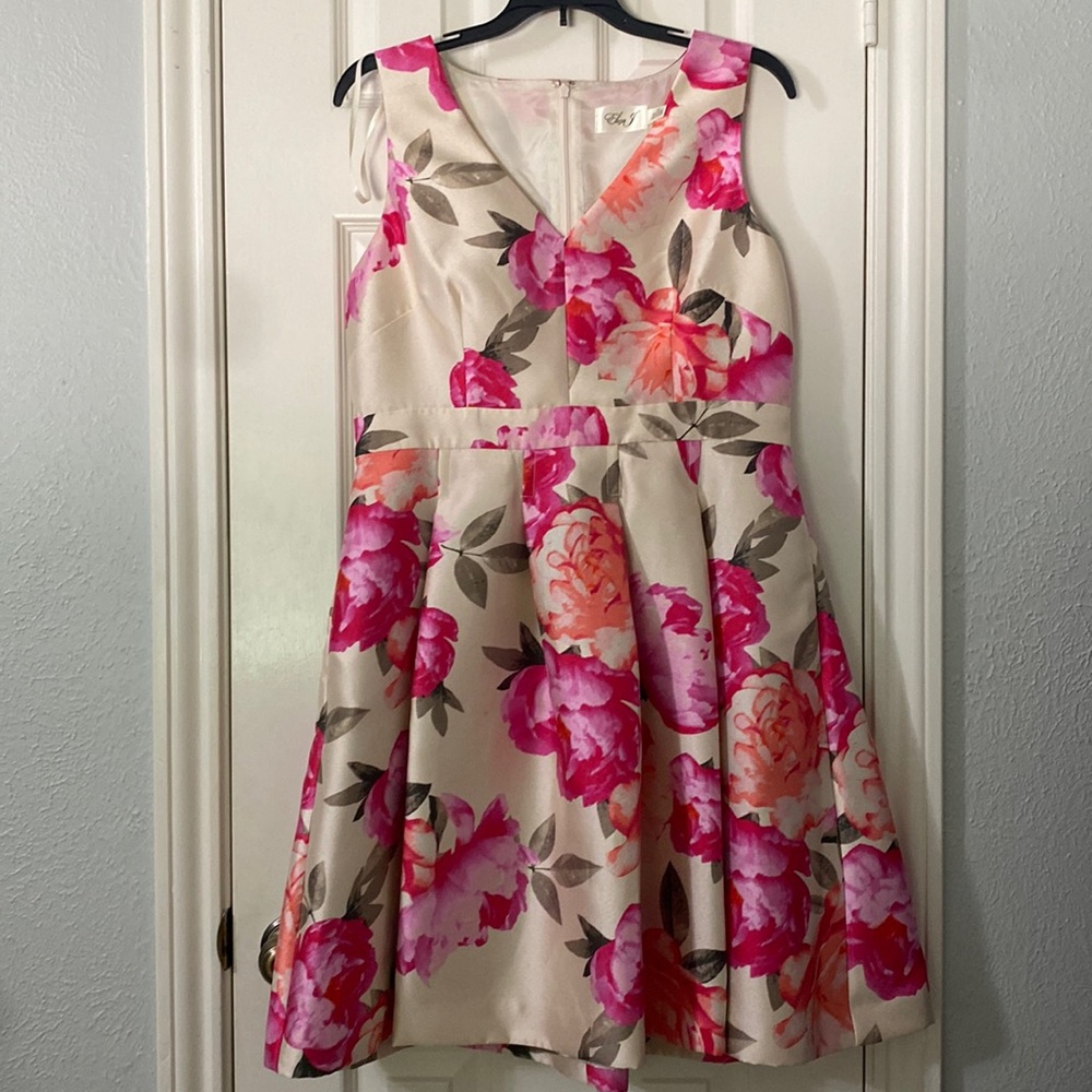 Eliza J Floral Pink Women V-Neck Dress